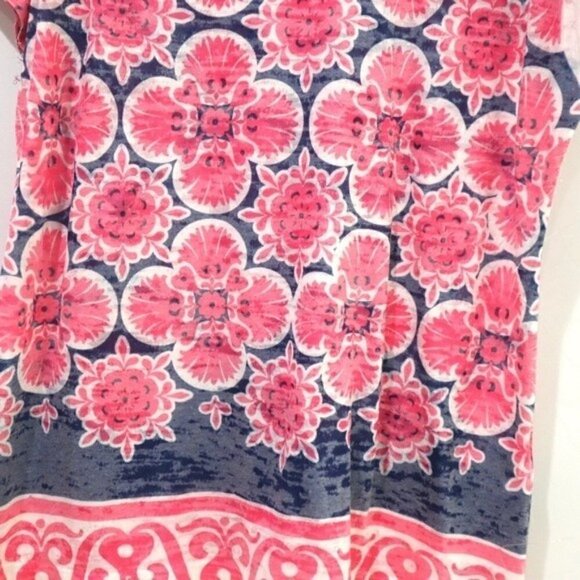 Before & Again Floral Print Short Sleeve Graphic Shirt Pink Large - Picture 9 of 10